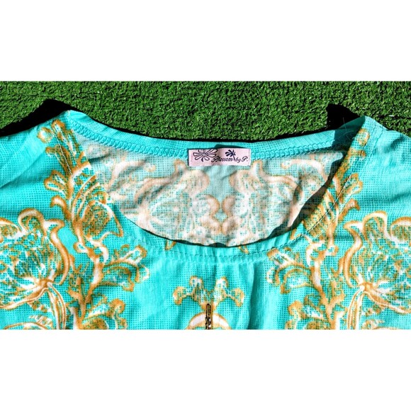 Blossom by P. Tunic Top Womens XL Eiffel Tower Beaded S/S Semi-Sheer Knit Top - Picture 6 of 6